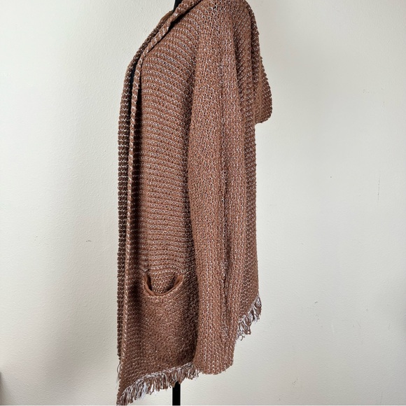 Free People Sweater Women’s M Brown Love Me Tender Cardi Boho Knit Fringe - Picture 9 of 16